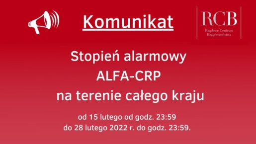 Stopień alarmowy ALFA-CRP na terenie całego kraju